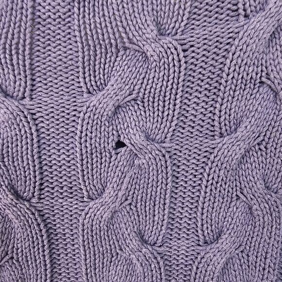 Vtg Eddie Bauer Purple Cable Knit Sweater Sz MClassic Fisherman Preppy Y2K E549 - Picture 3 of 9